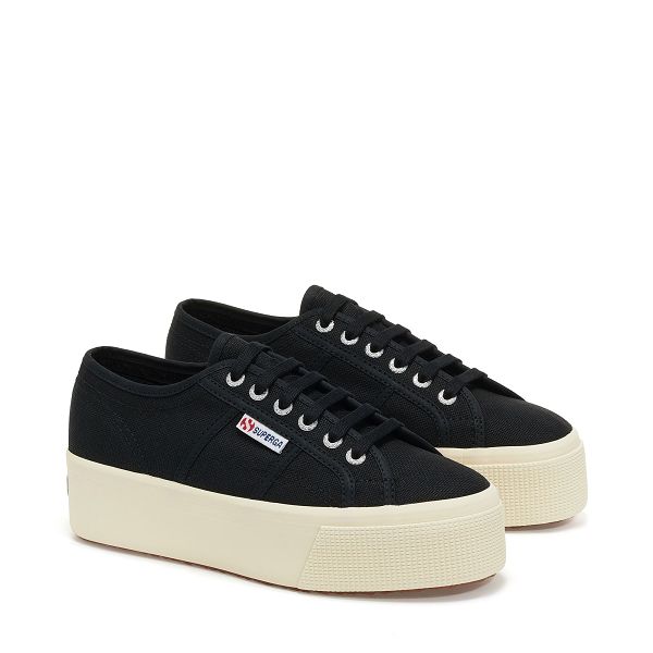 Superga 2790 Platform Black Platform Sneakers - Women's USA | US6932704